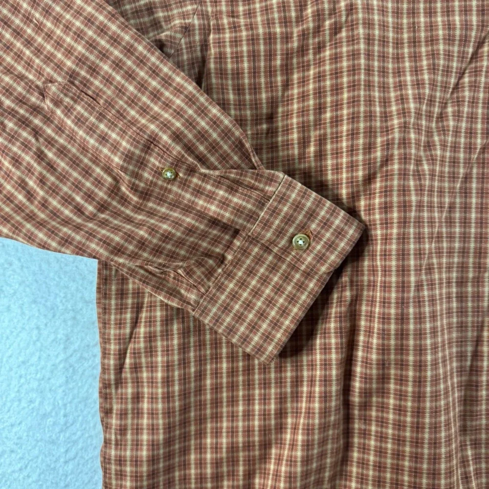 Jon Michael Cane Button Down Shirt Mens XL Rust Plaid Cotton Long Sleeve Casual - Picture 5 of 7